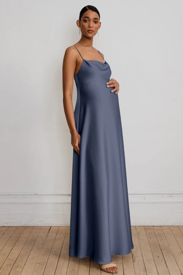 Addison Maternity Dusk Blue bridesmaid dress by Jenny Yoo — front Addison Maternity Dusk Blue bridesmaid dress by Jenny Yoo — front