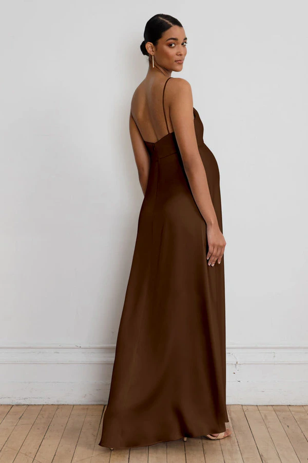 Addison Maternity Espresso Brown bridesmaid dress by Jenny Yoo — back Addison Maternity Espresso Brown bridesmaid dress by Jenny Yoo — back
