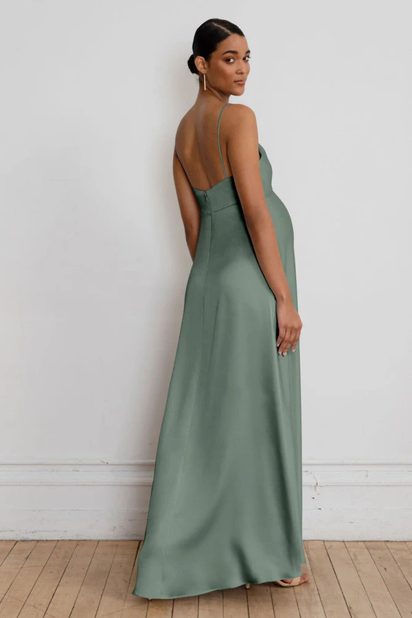 Addison Maternity Eucalyptus Green bridesmaid dress by Jenny Yoo — back Addison Maternity Eucalyptus Green bridesmaid dress by Jenny Yoo — back