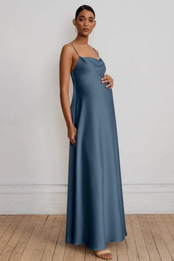Addison Maternity Evening Blue Blue bridesmaid dress by Jenny Yoo — front Addison Maternity Evening Blue Blue bridesmaid dress by Jenny Yoo — front