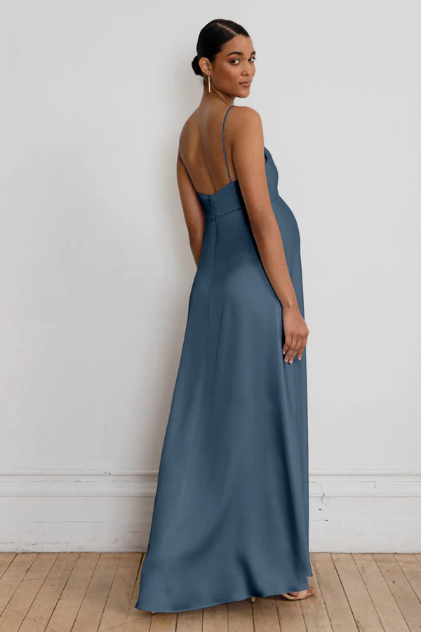 Addison Maternity Evening Blue Navy bridesmaid dress by Jenny Yoo — back Addison Maternity Evening Blue Navy bridesmaid dress by Jenny Yoo — back