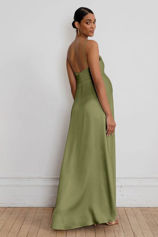 Addison Maternity Fern Green bridesmaid dress by Jenny Yoo — back Addison Maternity Fern Green bridesmaid dress by Jenny Yoo — back