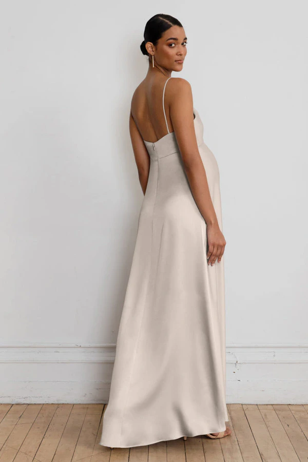 Addison Maternity Latte Neutral bridesmaid dress by Jenny Yoo — back Addison Maternity Latte Neutral bridesmaid dress by Jenny Yoo — back