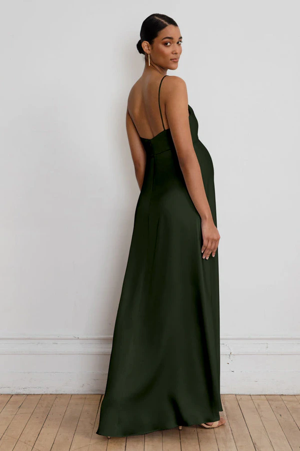 Addison Maternity Loden Green bridesmaid dress by Jenny Yoo — back Addison Maternity Loden Green bridesmaid dress by Jenny Yoo — back