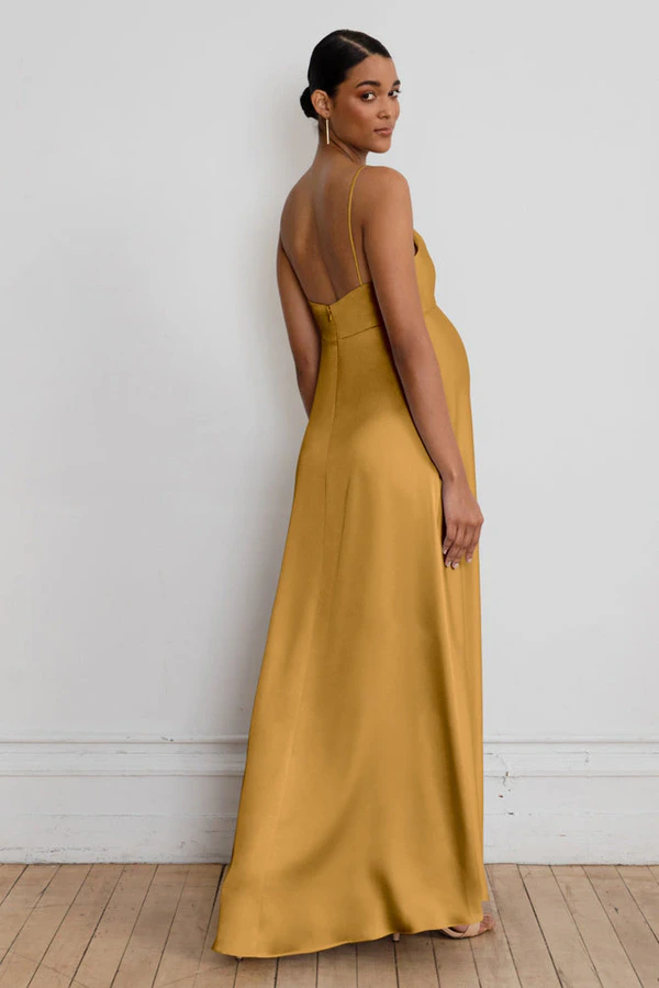 Addison Maternity Marigold Gold bridesmaid dress by Jenny Yoo — back Addison Maternity Marigold Gold bridesmaid dress by Jenny Yoo — back