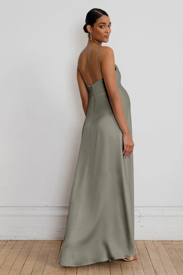 Addison Maternity Moss Green bridesmaid dress by Jenny Yoo — back Addison Maternity Moss Green bridesmaid dress by Jenny Yoo — back