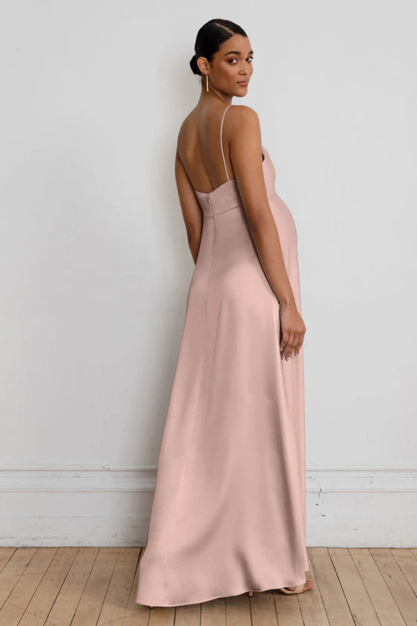 Addison Maternity Soft Blush Pink bridesmaid dress by Jenny Yoo — back Addison Maternity Soft Blush Pink bridesmaid dress by Jenny Yoo — back