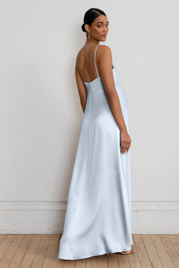 Addison Maternity Whisper Blue Blue bridesmaid dress by Jenny Yoo — back Addison Maternity Whisper Blue Blue bridesmaid dress by Jenny Yoo — back
