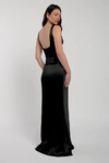Amina bridesmaid dress by Jenny Yoo in Black, satin-back crepe, back view