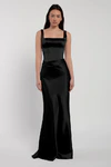 Amina bridesmaid dress by Jenny Yoo in Black, satin-back crepe, front view