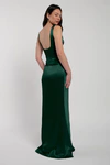 Amina bridesmaid dress by Jenny Yoo in Emerald, satin-back crepe, back view