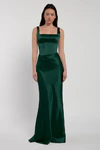 Amina bridesmaid dress by Jenny Yoo in Emerald, satin-back crepe, front view