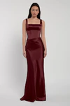 Amina bridesmaid dress by Jenny Yoo in Hibiscus, satin-back crepe, front view