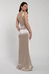 Amina bridesmaid dress by Jenny Yoo in Latte, satin-back crepe, back view