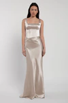 Amina bridesmaid dress by Jenny Yoo in Latte, satin-back crepe, front view
