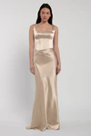Amina bridesmaid dress by Jenny Yoo in Pale Gold, satin-back crepe, front view