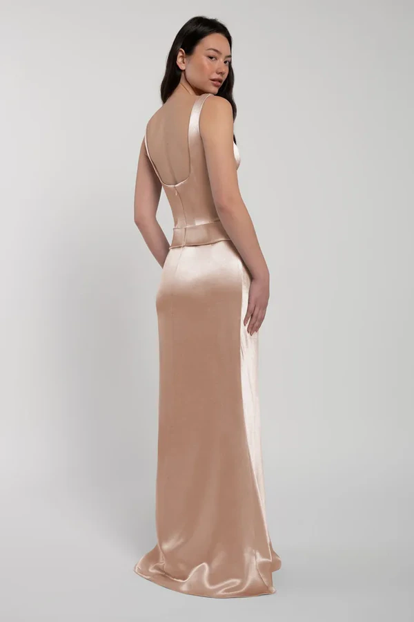 Amina Petal Bridesmaid Dress by Jenny Yoo — back Amina bridesmaid dress by Jenny Yoo in Petal, satin-back crepe, back view