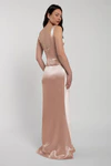 Amina bridesmaid dress by Jenny Yoo in Whipped Apricot, satin-back crepe, back view