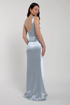 Amina bridesmaid dress by Jenny Yoo in Whisper Blue, satin-back crepe, back view