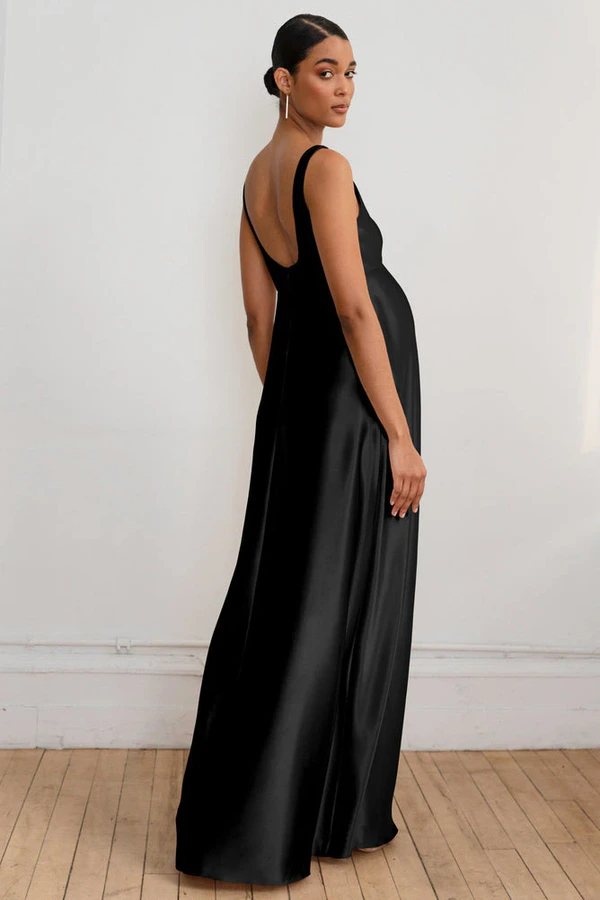 Ariana Maternity Black Black bridesmaid dress by Jenny Yoo — back Ariana Maternity Black Black bridesmaid dress by Jenny Yoo — back