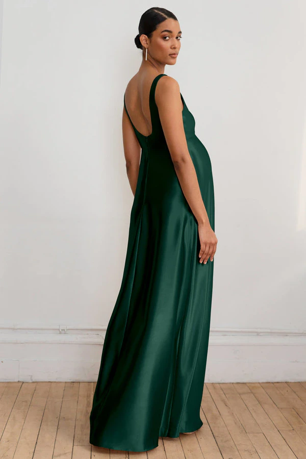 Ariana Maternity Emerald Green bridesmaid dress by Jenny Yoo — back Ariana Maternity Emerald Green bridesmaid dress by Jenny Yoo — back