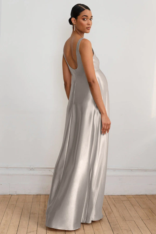 Ariana Maternity Latte Neutral bridesmaid dress by Jenny Yoo — back Ariana Maternity Latte Neutral bridesmaid dress by Jenny Yoo — back