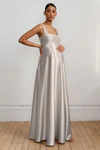 Ariana Maternity Latte Neutral bridesmaid dress by Jenny Yoo — front