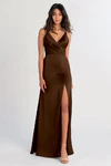Beckett Espresso Brown bridesmaid dress by Jenny Yoo — front