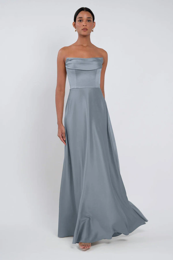 Cecile Chambray Blue bridesmaid dress by Jenny Yoo — front Cecile Chambray Blue bridesmaid dress by Jenny Yoo — front