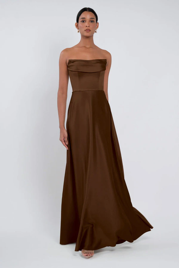 Cecile Espresso Brown bridesmaid dress by Jenny Yoo — front Cecile Espresso Brown bridesmaid dress by Jenny Yoo — front