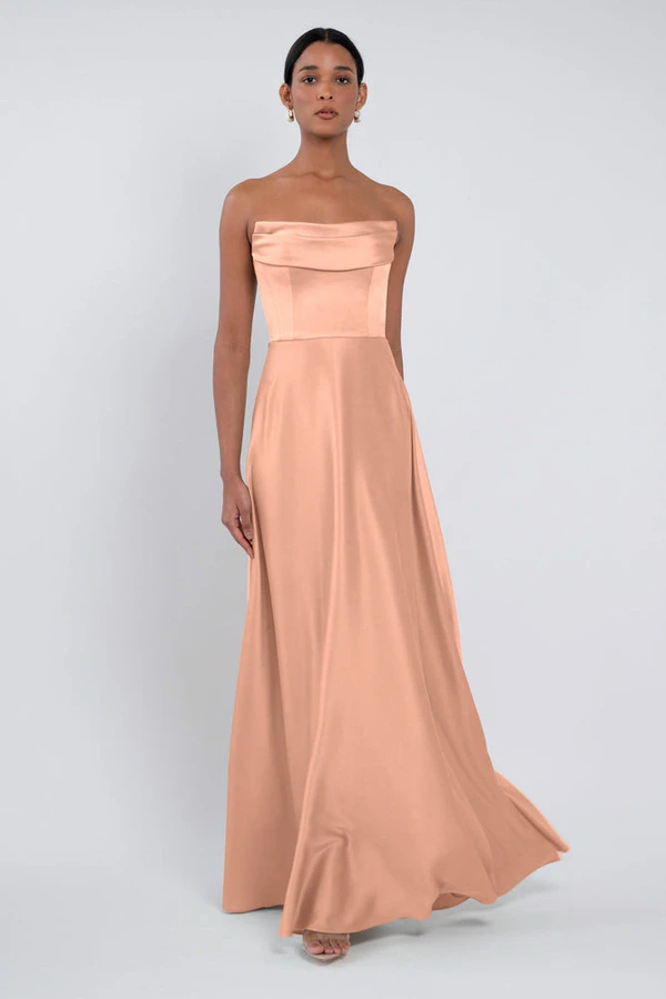 Cecile Peach Bellini Pink bridesmaid dress by Jenny Yoo — front Cecile Peach Bellini Pink bridesmaid dress by Jenny Yoo — front
