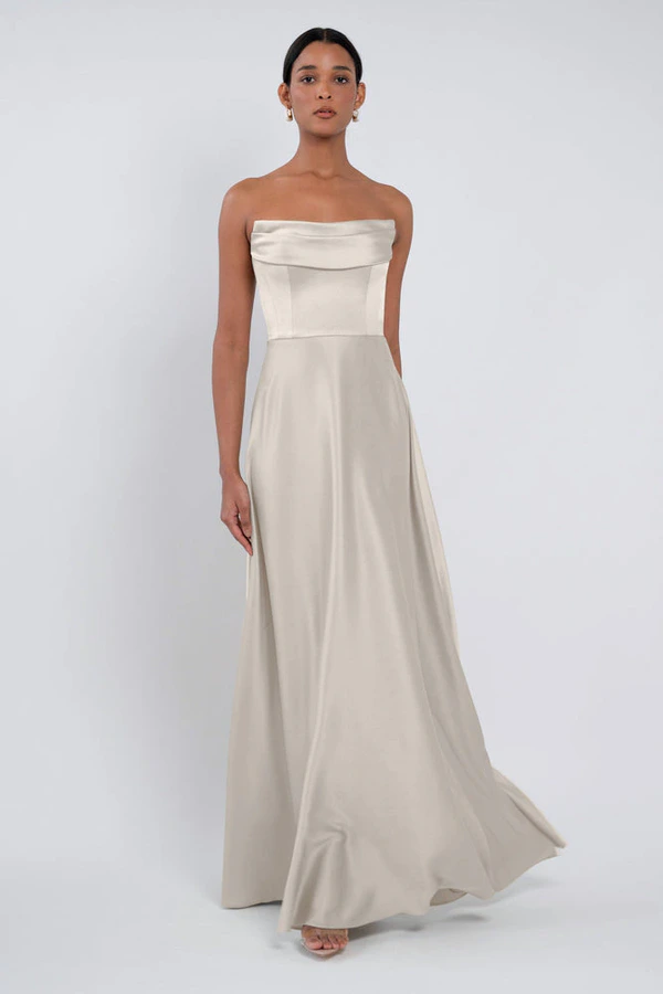 Cecile Platinum Neutral bridesmaid dress by Jenny Yoo — front Cecile Platinum Neutral bridesmaid dress by Jenny Yoo — front