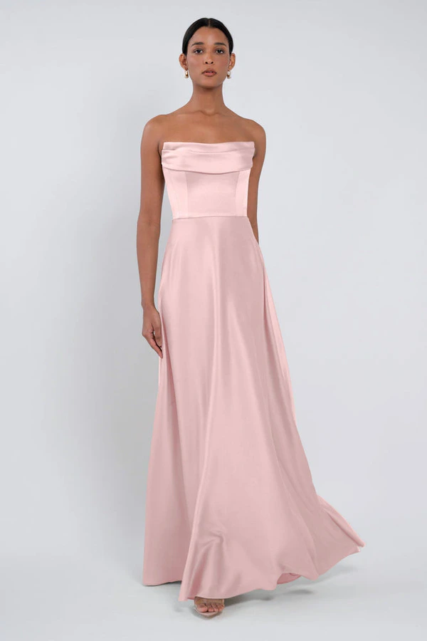 Cecile Powder Pink Pink bridesmaid dress by Jenny Yoo — front Cecile Powder Pink Pink bridesmaid dress by Jenny Yoo — front
