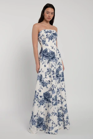 Chiara bridesmaid dress by Jenny Yoo in Peony Garden Blue Multi - Blue - Front