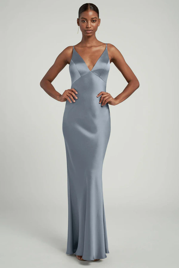 Eloise Chambray Blue bridesmaid dress by Jenny Yoo — front Eloise Chambray Blue bridesmaid dress by Jenny Yoo — front