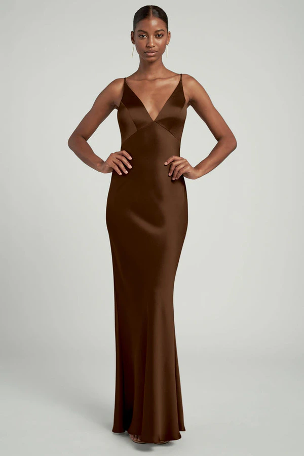 Eloise Espresso Brown bridesmaid dress by Jenny Yoo — front Eloise Espresso Brown bridesmaid dress by Jenny Yoo — front