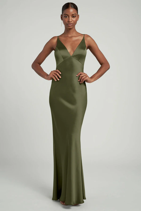 Eloise Olive Green bridesmaid dress by Jenny Yoo — front Eloise Olive Green bridesmaid dress by Jenny Yoo — front