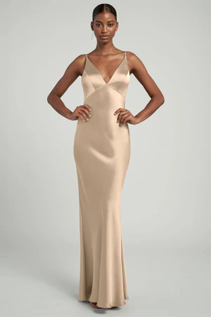 Eloise Pale Gold Champagne bridesmaid dress by Jenny Yoo — front