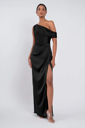 Erin Black Black bridesmaid dress by Jenny Yoo — front