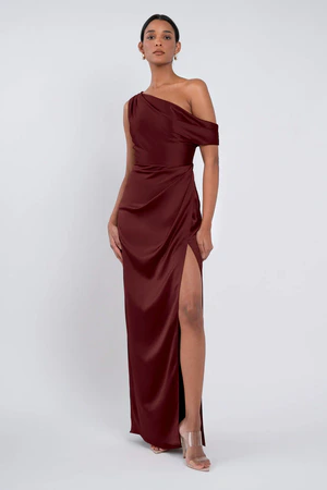 Erin Dark Berry Burgundy bridesmaid dress by Jenny Yoo — front