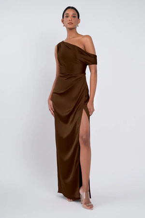 Erin Espresso Brown bridesmaid dress by Jenny Yoo — front