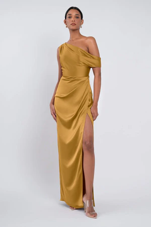 Erin Marigold Gold bridesmaid dress by Jenny Yoo — front