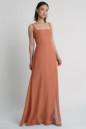 Jenna Canyon Sunset Orange bridesmaid dress by Jenny Yoo — front