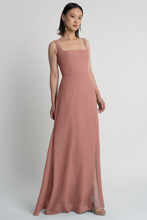 Jenna Clay Brown bridesmaid dress by Jenny Yoo — front