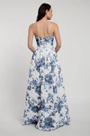 Leni blue peony garden print bridesmaid dress by Jenny Yoo, back view