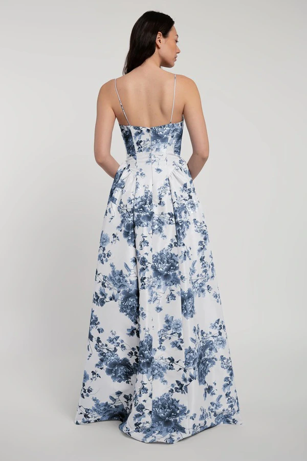 Leni Peony Garden Blue Multi Bridesmaid Dress by Jenny Yoo — back Leni blue peony garden print bridesmaid dress by Jenny Yoo, back view