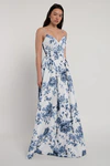 Leni blue peony garden printed taffeta detail by Jenny Yoo