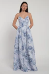 Leni whisper blue peony garden print bridesmaid dress by Jenny Yoo, front view