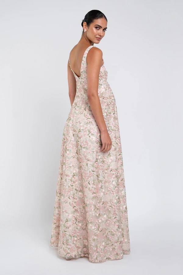 Lilly Ophelia Maternity Blush Multi embroidered bridesmaid dress by Jenny Yoo back Lilly Ophelia Maternity Blush Multi embroidered bridesmaid dress by Jenny Yoo (back)