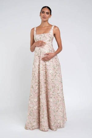 Lilly Ophelia Maternity Blush Multi embroidered bridesmaid dress by Jenny Yoo (front)